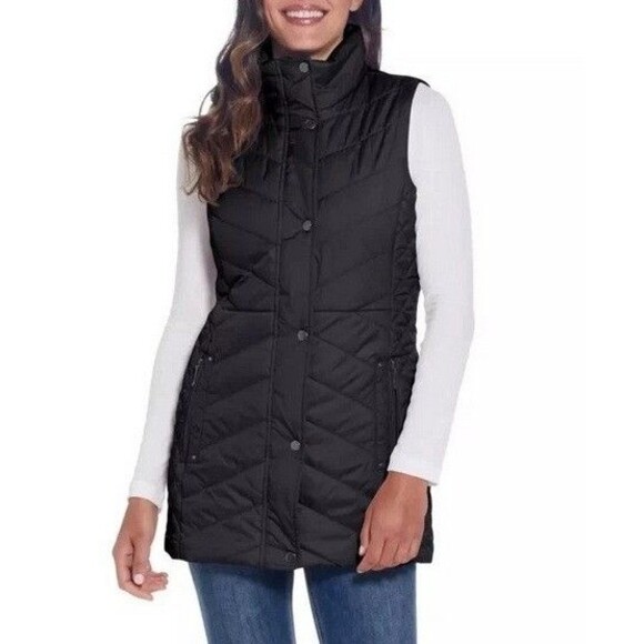 NWT Weatherproof Quilted Vest Jacket Full Zip W/ Zip Pockets Black Medium - Picture 3 of 4